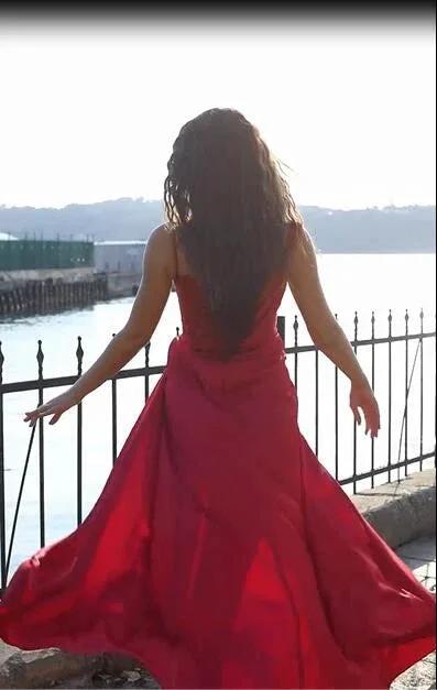 Sexy Long Mermaid Spaghetti Straps Chiffon Prom Dress With Slit by BIZTUNNEL