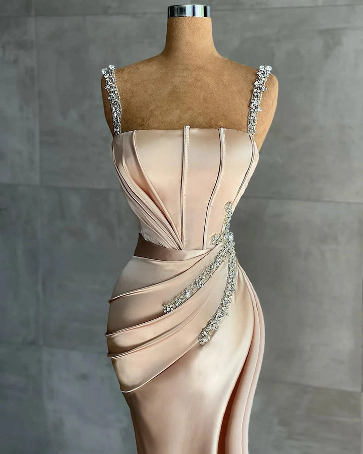 Sexy Long Satin Silk Mermaid Prom Dress with Deep Side Slit by BIZTUNNEL
