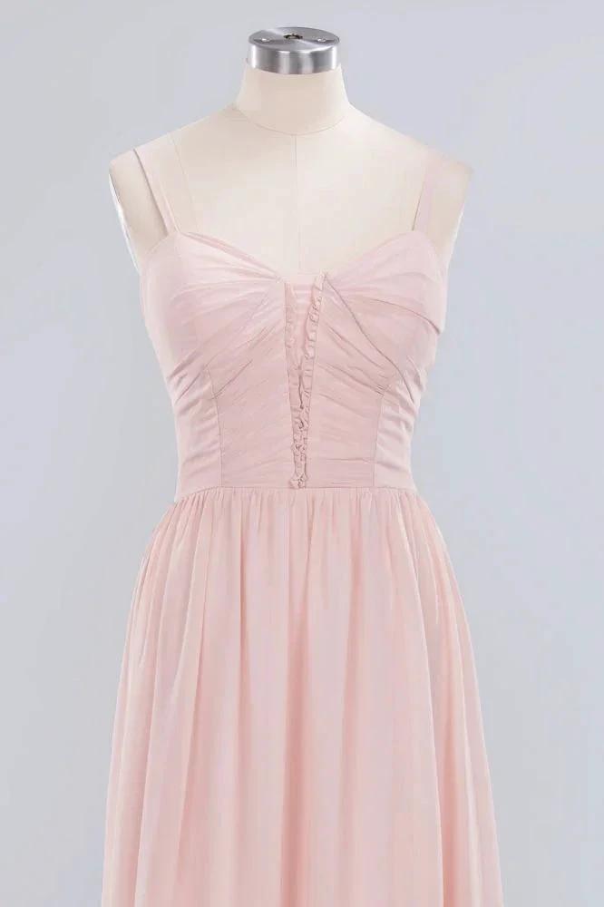 Sheer Spaghetti Straps aline Prom Dresses | Simple Chiffon Sleeveless Evening Dresses by misshow.com