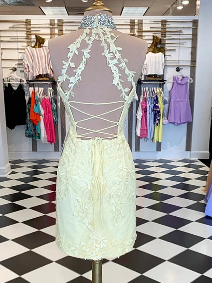Short Mermaid Backless Lace Prom Formal Homecoming Dresses by BIZTUNNEL