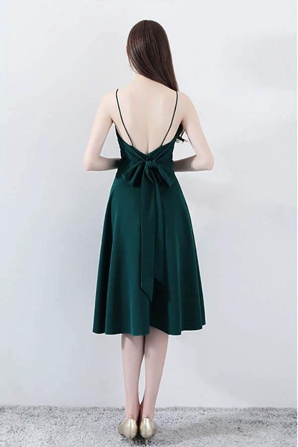 Simple Chic Dark Green Homecoming Dress V-neck with Straps PD094 by pgmdress