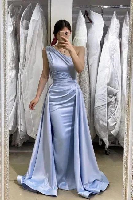 Simple Long Blue Sleeveless Mermaid Evening Dress by misshow.com