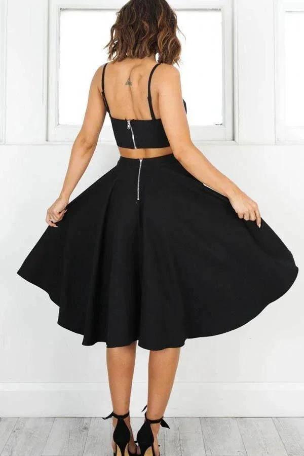 Simple Two Pieces Black Short Prom Dresses Homecoming Dresses PD110 by pgmdress