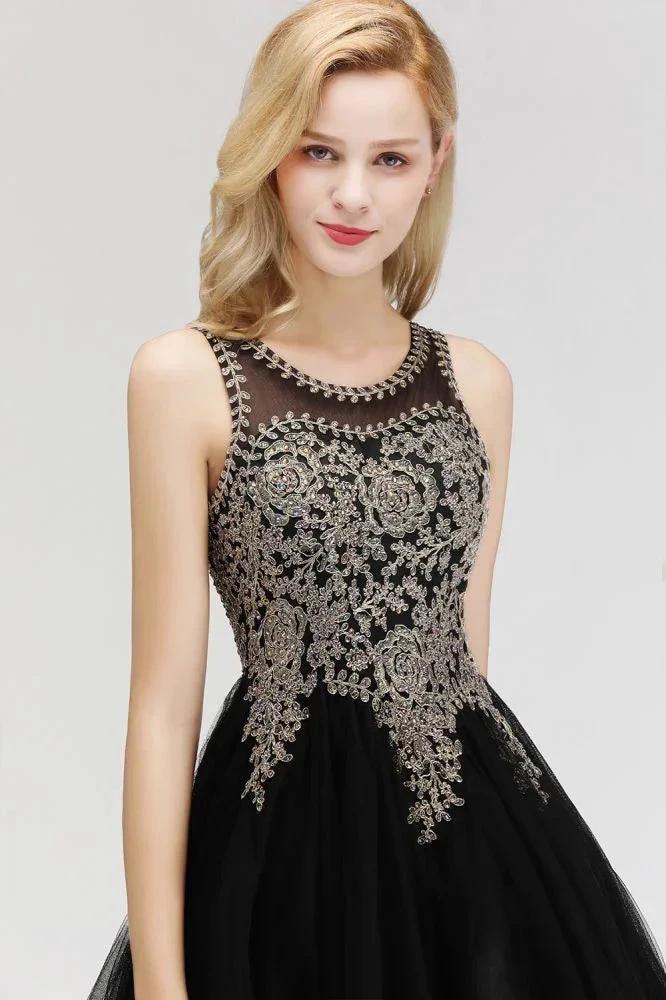 Sleeveless Aline Cocktail Party Dress Sparkly Beads Homecoming Dress by misshow.com