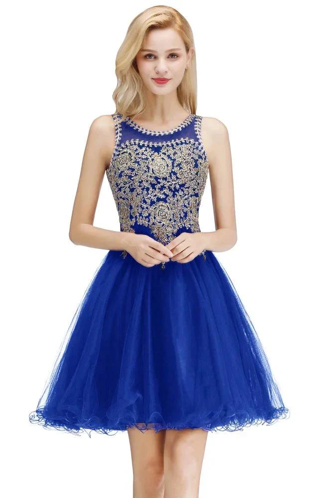 Sleeveless Aline Cocktail Party Dress Sparkly Beads Homecoming Dress by misshow.com