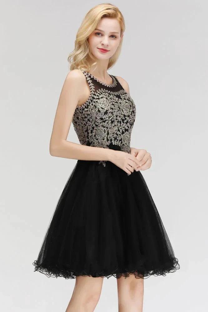 Sleeveless Aline Cocktail Party Dress Sparkly Beads Homecoming Dress by misshow.com