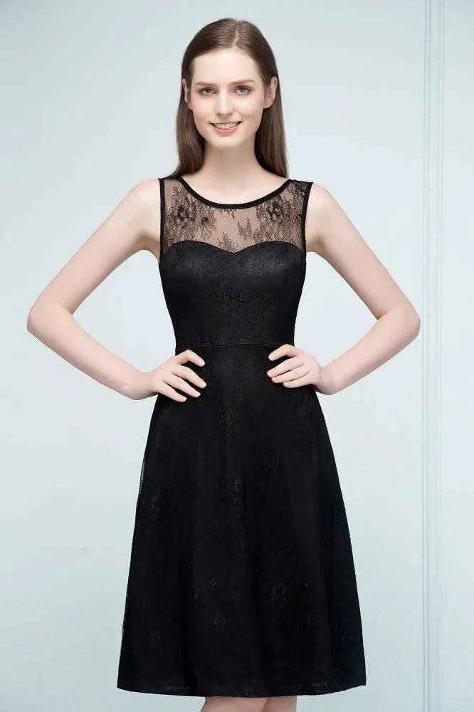Sleeveless Lace A-line Knee Length Bridesmaid Dresses by misshow.com