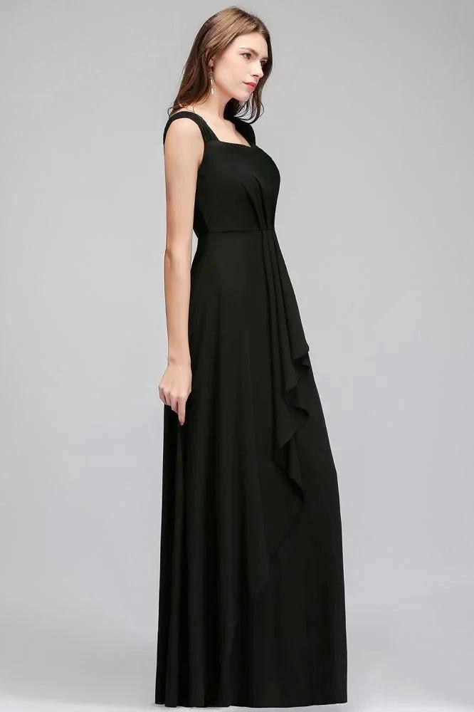 Sleeveless Ruffled Chiffon Black Bridesmaid Dresses by misshow.com