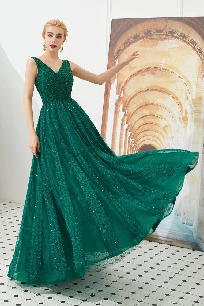 Sleeveless V-Neck aline Evening Swing Dress Backless Party Dress by misshow.com