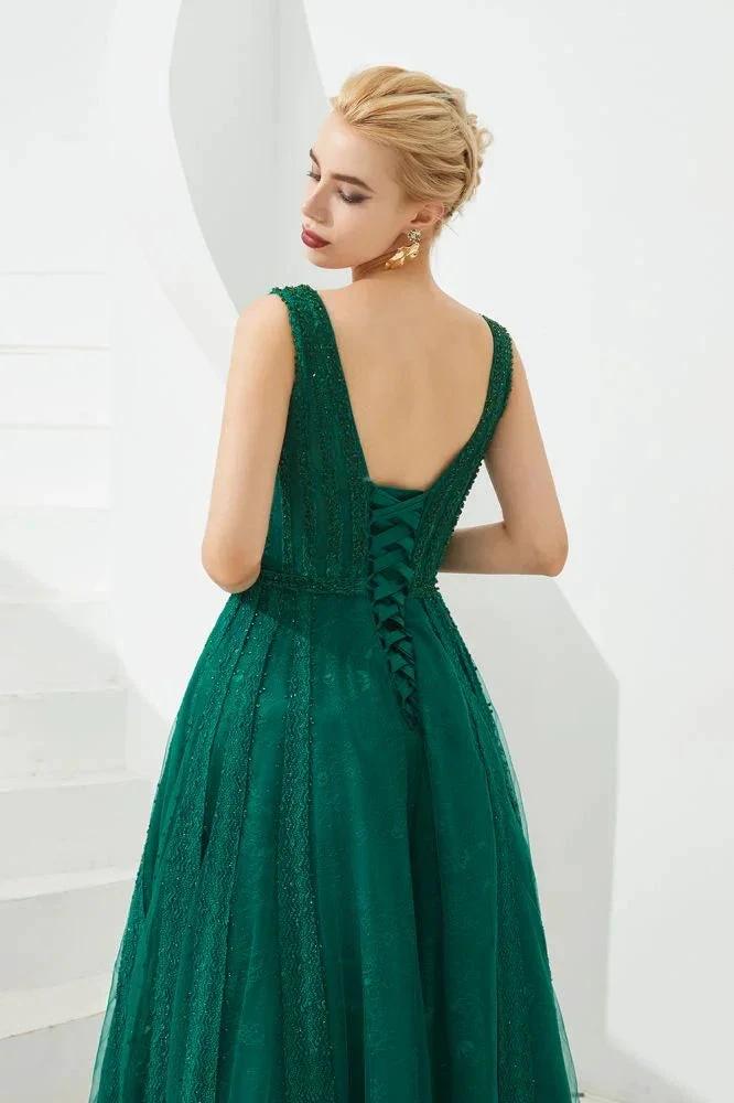 Sleeveless V-Neck aline Evening Swing Dress Backless Party Dress by misshow.com