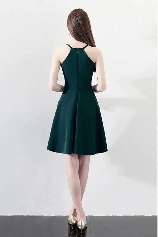 Slim Dark Green Aline Short Party Dress Homecoming Dresses Halter PD197 by pgmdress