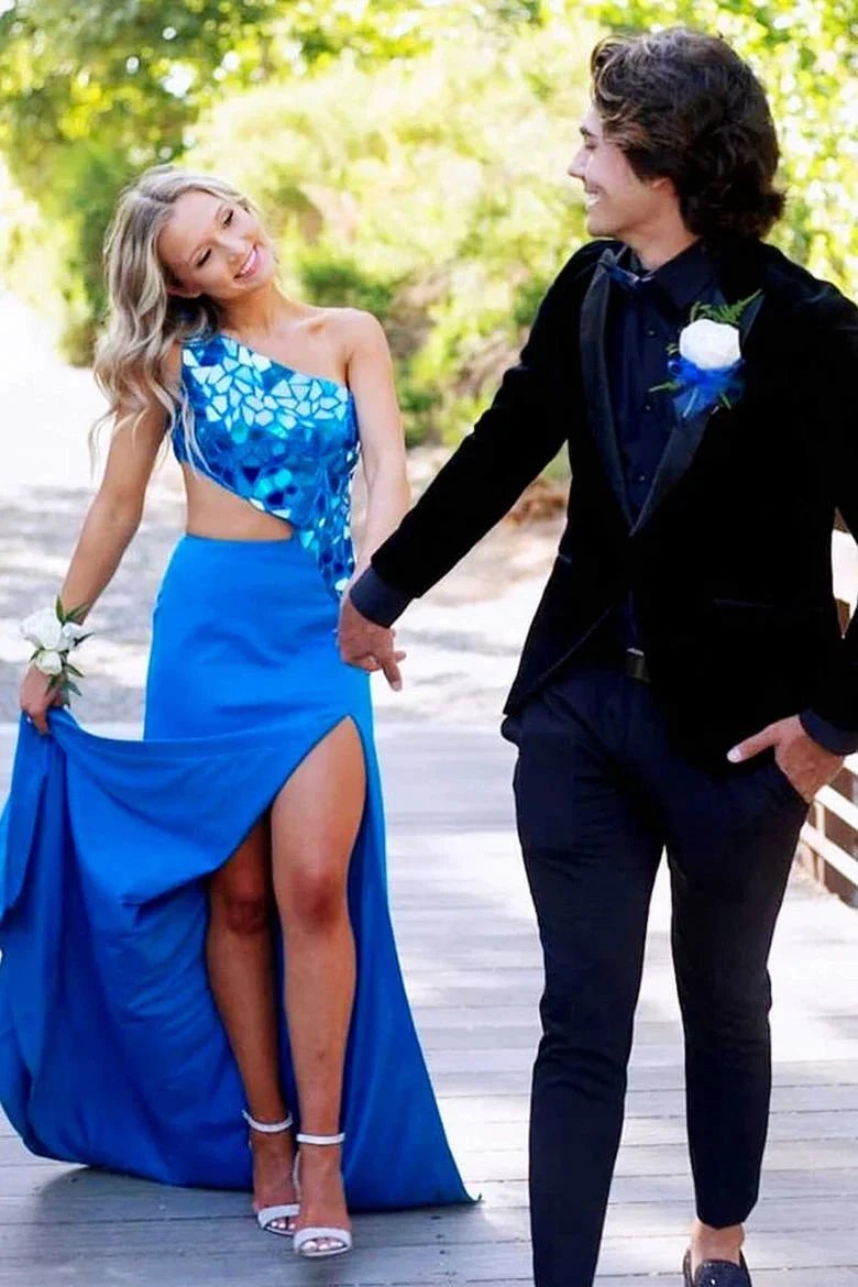 Ashley |Sheath One Shoulder Cut Mirror Sequins Prom Dress by KissProm