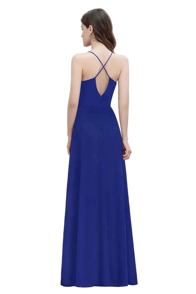 Spaghetti Bateau Aline Evening Maxi Dress Sequins Chiffon Bridesmaid Dress by misshow.com