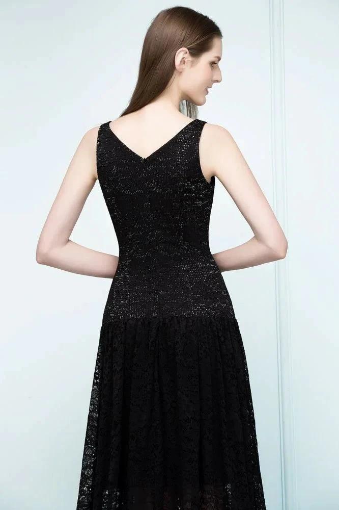 Spaghetti Floor Length A-line V-neck Lace Bridesmaid Dresses by misshow.com