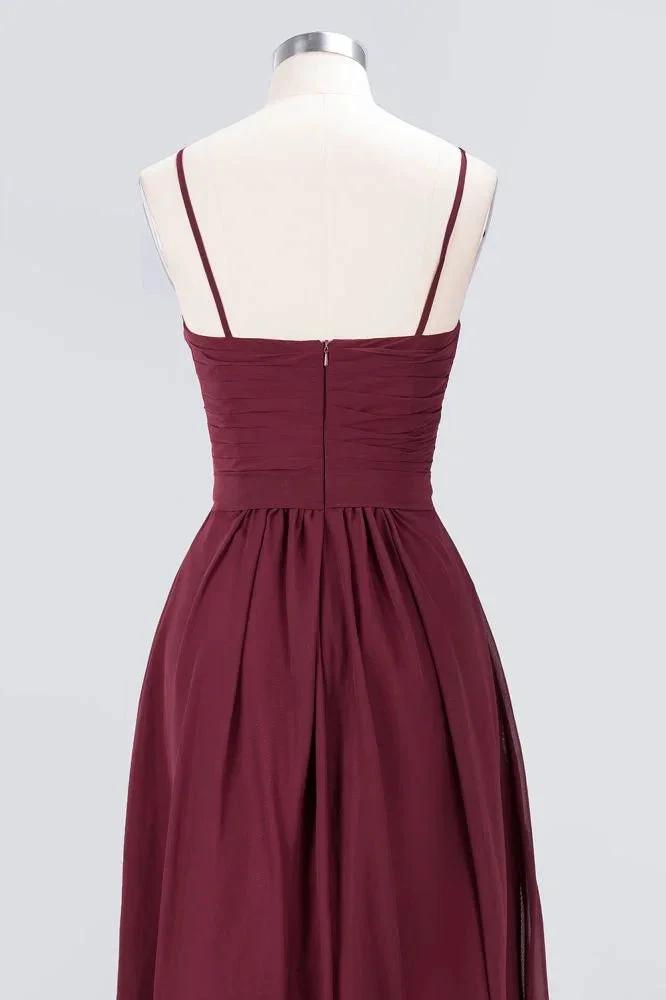 Spaghetti-Straps Backless Bridesmaid Dress Ruffles Chiffon Wedding Party Dress by misshow.com