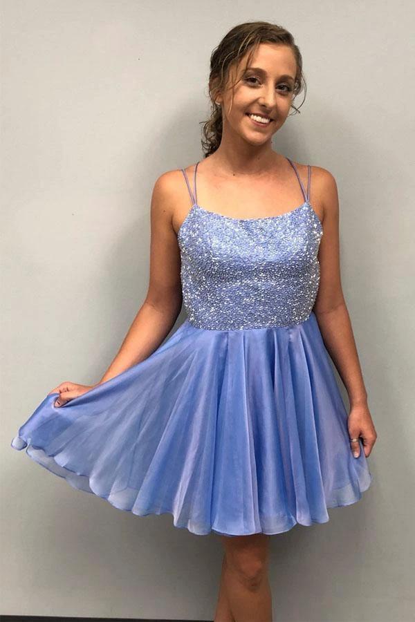 Sparkle Beading Blue Short Prom Dress Homecoming Dress PD315 by pgmdress