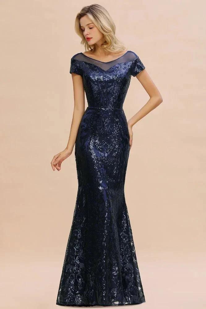 Sparkly Sequins Mermaid Party Dress Vintage 20s Prom Dress Floor Length by misshow.com