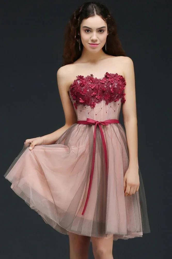 Strapless Knee-length Tulle Princess Homecoming Dress by misshow.com