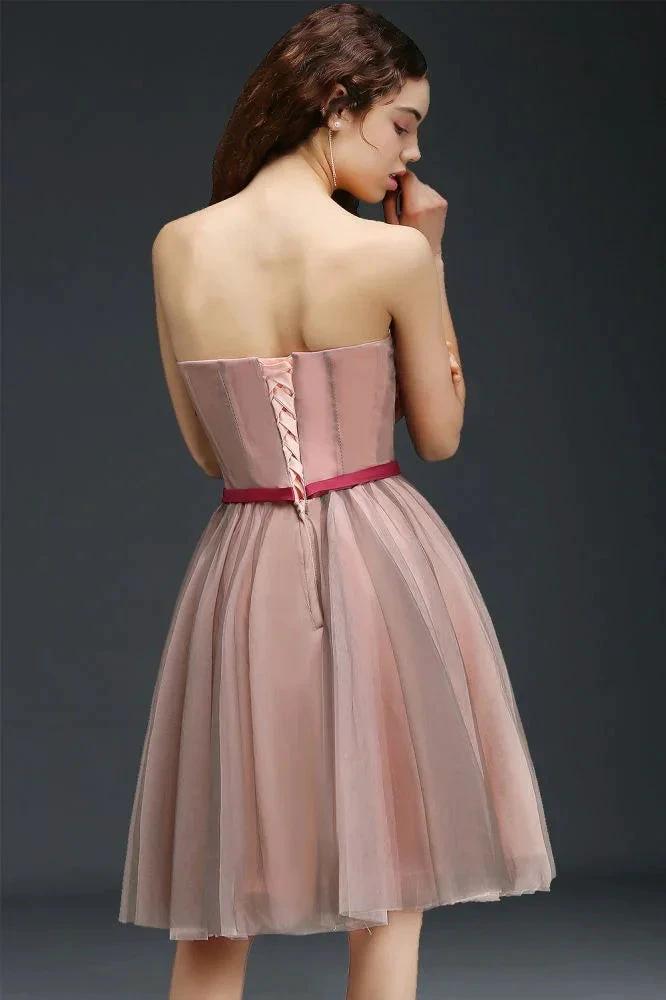Strapless Knee-length Tulle Princess Homecoming Dress by misshow.com