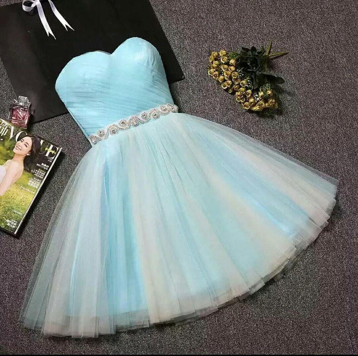 Strapless Sweetheart Neck Homecoming Dress Blush Pink Short Prom Dresses PD304 by pgmdress