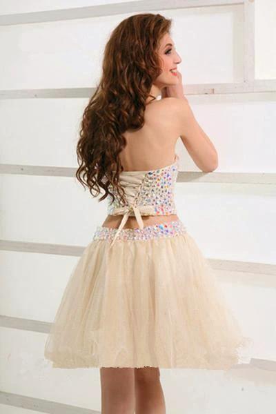 Stunning Two Piece Short Tulle Beaded Sweet Homecoming/Party Dress PD119 by pgmdress