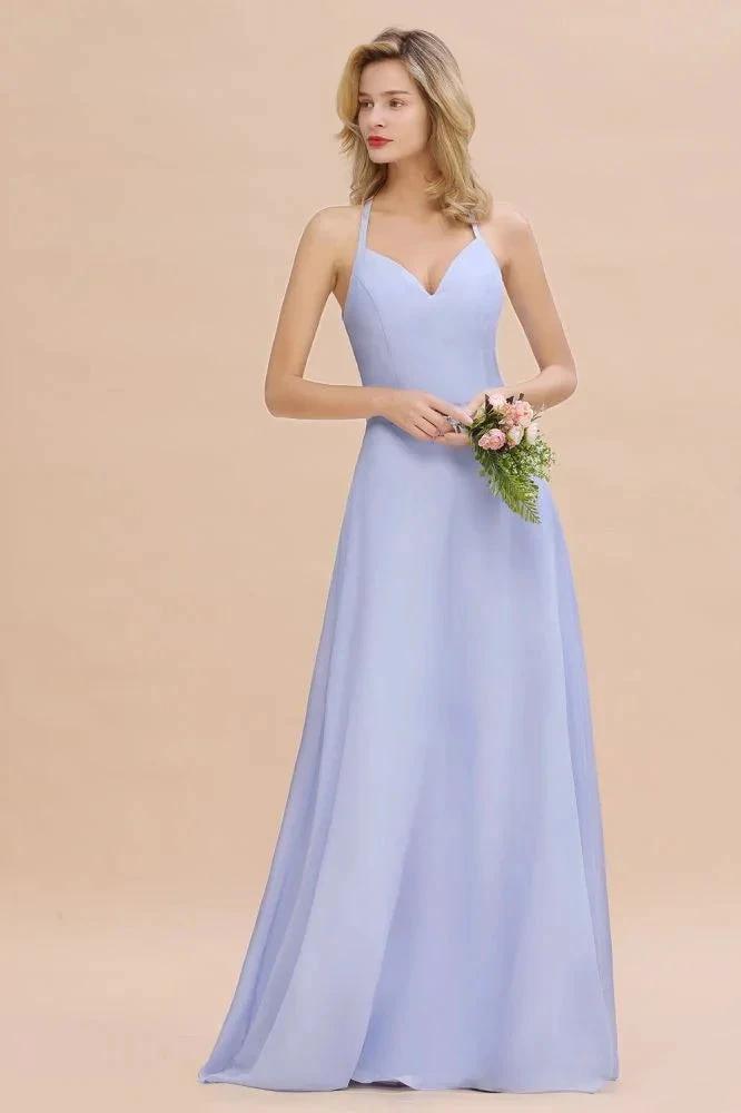 Stylish Halter V-Neck Sleeveless Floor-Length A-Line Bridesmaid Dress by misshow.com