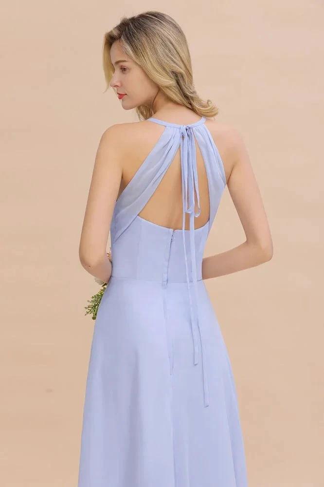Stylish Halter V-Neck Sleeveless Floor-Length A-Line Bridesmaid Dress by misshow.com