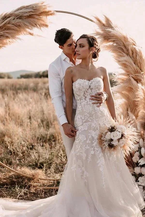 Stylish white Sweeteart Tulle Lace Wedding Dress by misshow.com