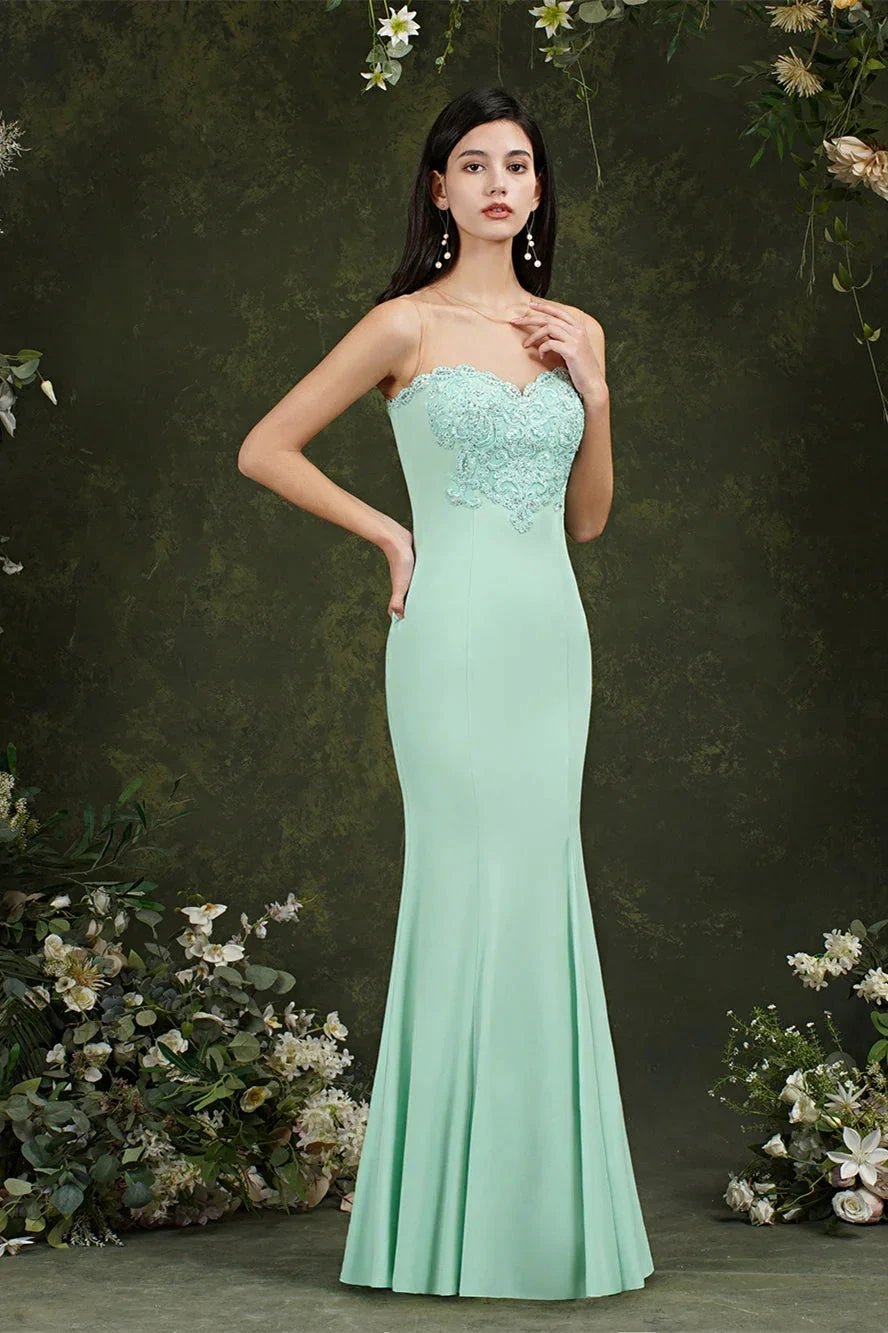 Sweetheart Floral Lace Tulle Mermaid Long Prom dress by misshow.com