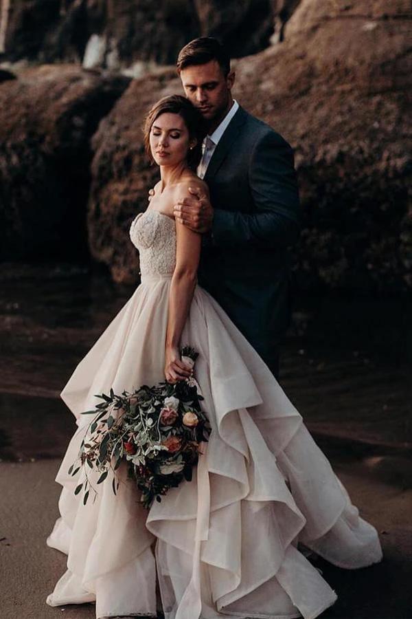 Sweetheart Neck Wedding Dresses Beaded Bodice Wedding Gowns WD493 by pgmdress