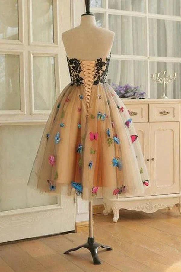 Sweetheart Neckline A Line Homecoming Dresses Butterflies Short Prom Dresses PD409 by pgmdress