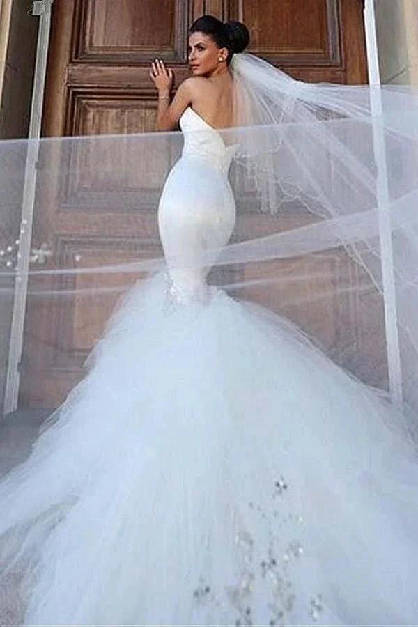 Sweetheart Neckline Memaid Wedding Dresses With Beading WD214 by pgmdress