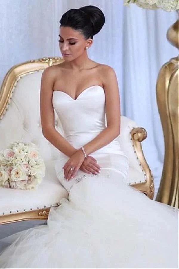 Sweetheart Neckline Memaid Wedding Dresses With Beading WD214 by pgmdress