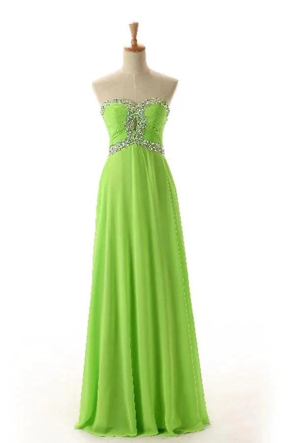 Sweetheart Sleeveless Backless Chiffon Green Prom Dress PG 243 by pgmdress