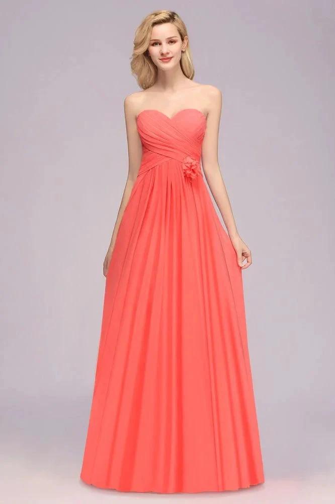 Sweetheart Sleeveless Ruffle Evening Swing Dress Chiffon aline Bridesmaid Dress by misshow.com