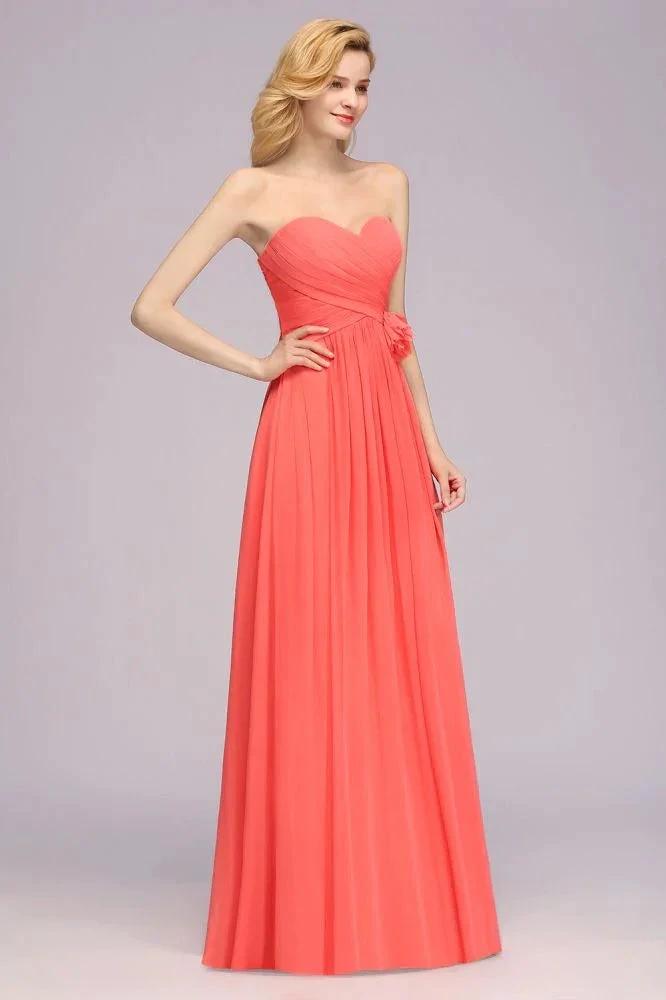 Sweetheart Sleeveless Ruffle Evening Swing Dress Chiffon aline Bridesmaid Dress by misshow.com