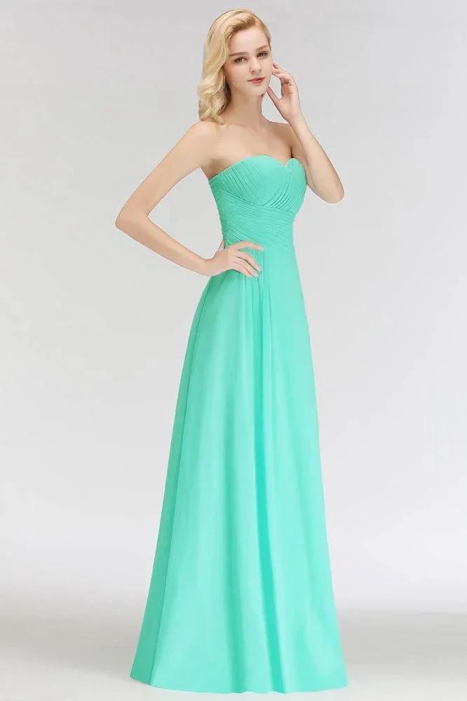 Sweetheart Strapless Floor Length Ruffles Top Bridesmaid Dress by misshow.com