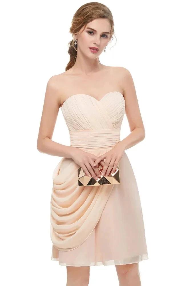 Sweetheart Strapless Ruffles Chiffon Aline Short Homecoming Dress by misshow.com