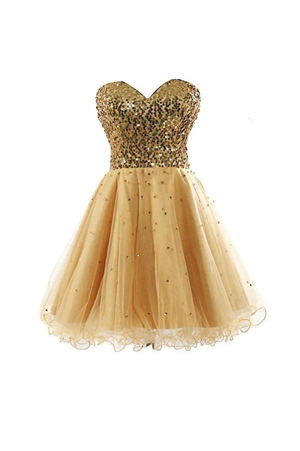 Sweetheart Tullle Sequins Homecoming Dress Short Prom Gown PG085 by pgmdress