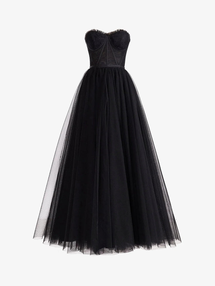 Talia |A Line Sweetheart Corset Tulle Prom Dress with Slit by KissProm