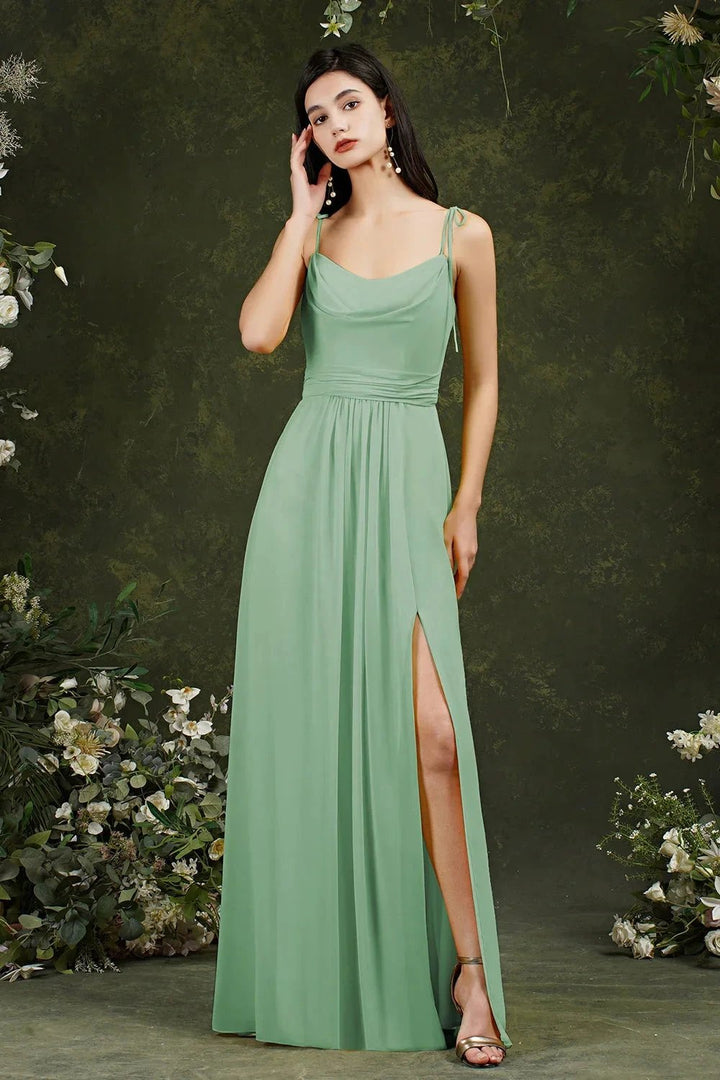 Tulle Spaghetti strapes Aline Split Front Prom dress by misshow.com