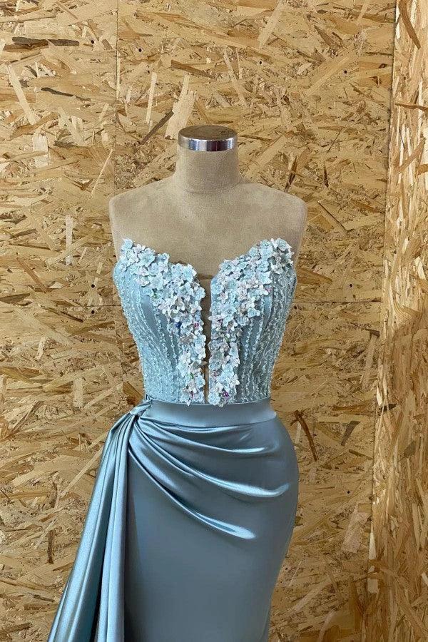 Unique Long Sweetheart Mermaid Prom Dress with Appliques Lace by BIZTUNNEL