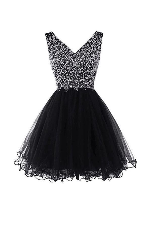 V-Neck Graduation Homecoming Dresses Beaded Tulle PG044 by pgmdress