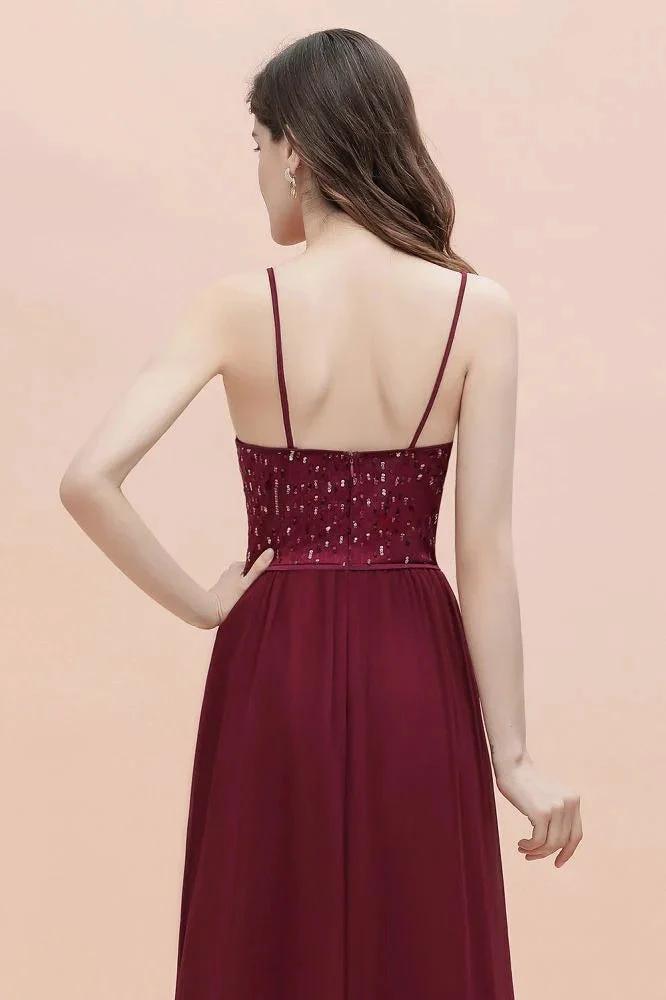 V-Neck Sleeveless Aline Evening Dress Sequins Bridesmaid Dress by misshow.com