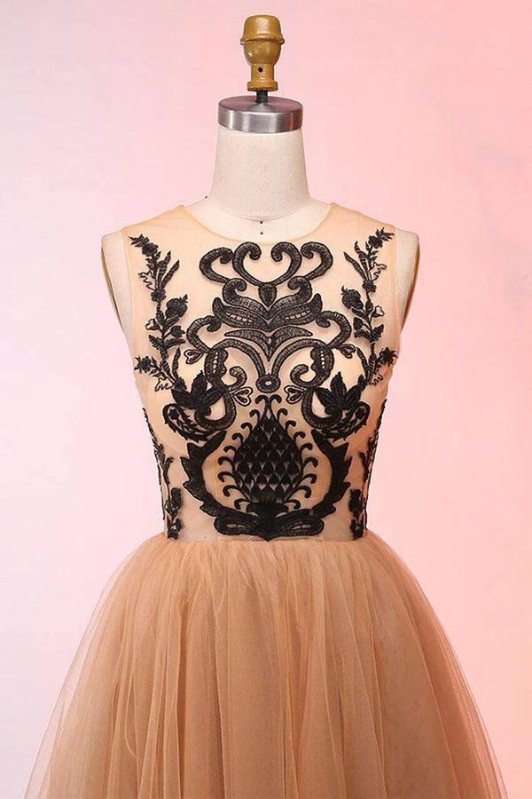 Vintage Short Tulle Appliques Homecoming Dress Short Prom Dress PD298 by pgmdress