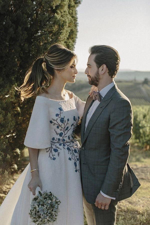 Wedding Dresses Bateau Embroidery Romantic Half Sleeve Bridal Gown WD483 by pgmdress